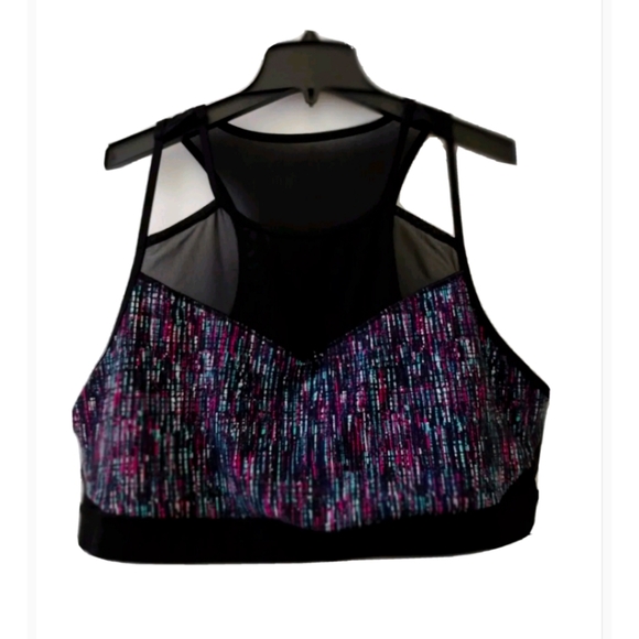 Torrid Active Black Mesh Geometric Strappy Sports Bra Plus Size 4X